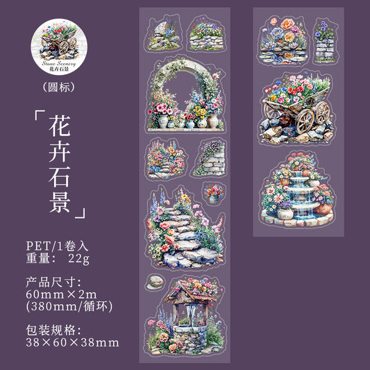 MHD-STXJ004-Floral Theme Transparent PET Sticker Roll | 60 mm | 2mtr