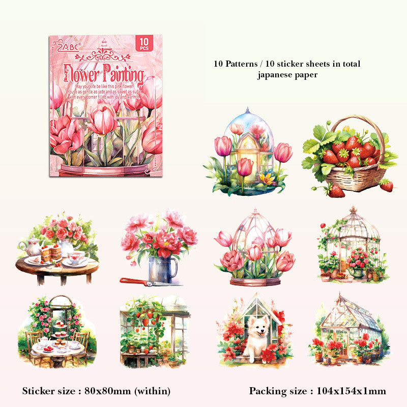 SZHJ604 - sticker pack Flower Path series of creative retro garden landscaping hand account material stickers 10