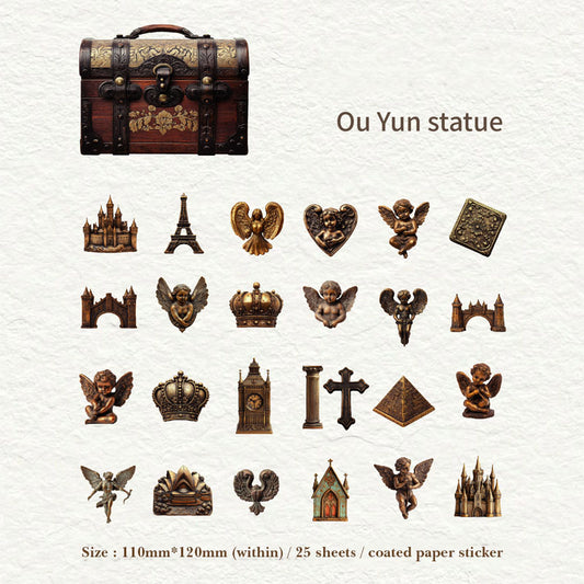 SZPJ-047-Retro Story sticker pack old objects series retro old objects notebook decoration materials 25 pieces 6 types