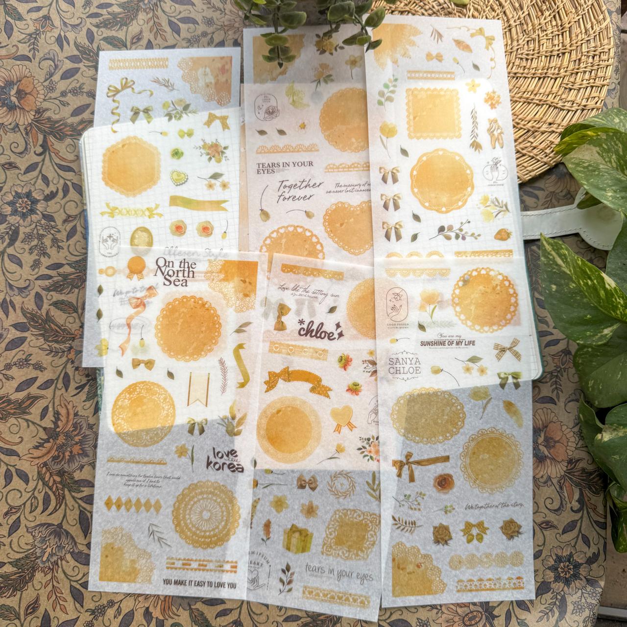 SCMJ604 - material pack watercolor dream series ins wind and paper hand curtain retro film DIY sticker | Yellow