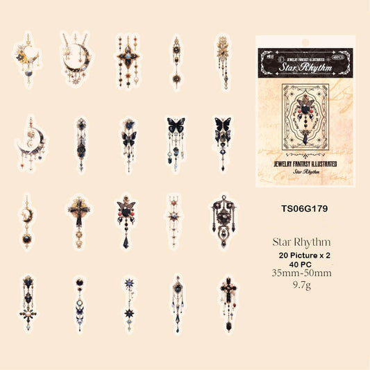 TS06G179 Jewelry Fantasy Illustrated Sticker 40Pc