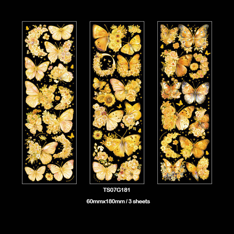 Ts07G181 Bronzing Butterfly Deco Sticker 3Pc