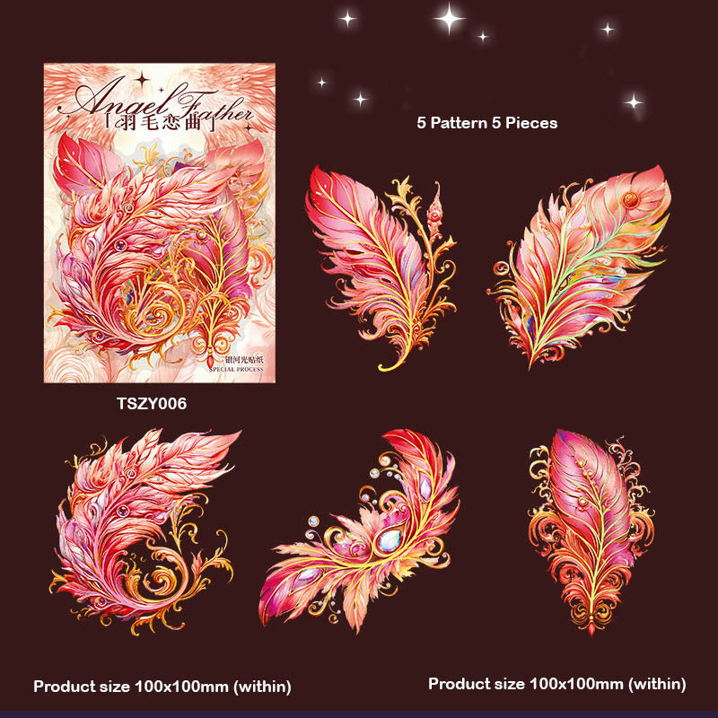 Tszy006 Angle Feather Deco Sticker 5Pc