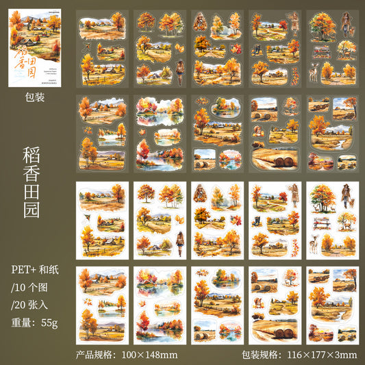 MHD-TYSJ003-Scenery Theme Sticker Book | 100x148mm | 20 Sheets | 10 Transparent Sticker | 10 Washi Paper Sticker