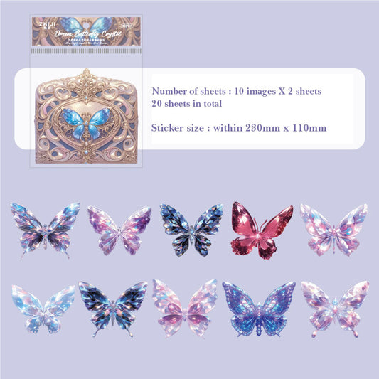 TZ013102-Paper Sticker Pack Moonlight Crystal Box Series Laser Hollow Notebook Decoration Material 20 Sheets 6 Types