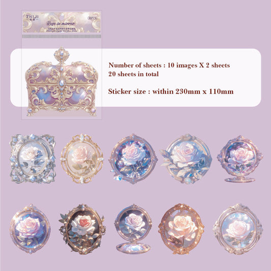 TZ013103-Paper Sticker Pack Moonlight Crystal Box Series Laser Hollow Notebook Decoration Material 20 Sheets 6 Types