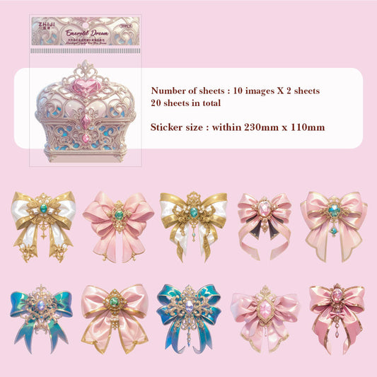 TZ013105-Paper Sticker Pack Moonlight Crystal Box Series Laser Hollow Notebook Decoration Material 20 Sheets 6 Types