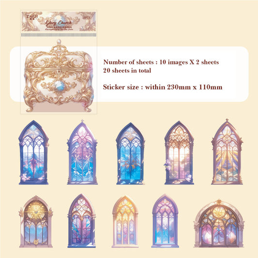 TZ013106-Paper Sticker Pack Moonlight Crystal Box Series Laser Hollow Notebook Decoration Material 20 Sheets 6 Types