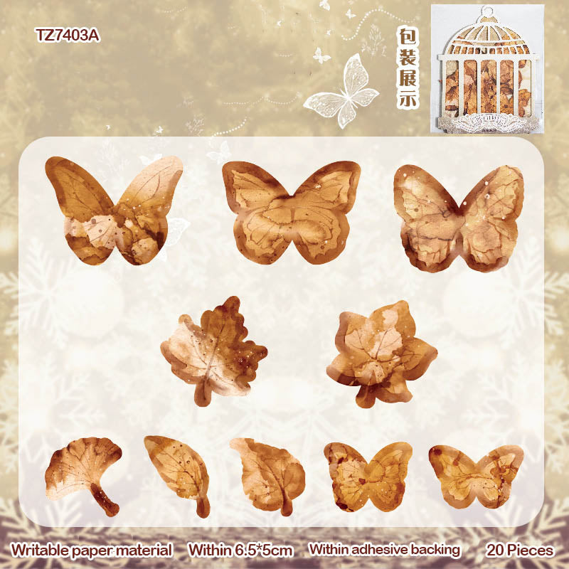Tz-7403-A Vintage Butterfly Stickers 20Pc