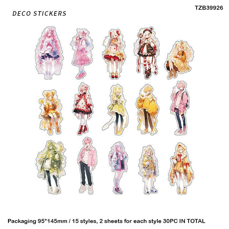 Tzb39926 Anime Character Deco Sticker 30Pc