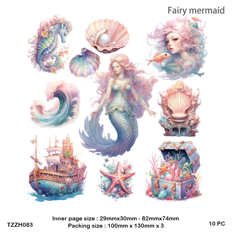 Tzzh083 Mermaid Retro Story Sticker Pack 20Pc