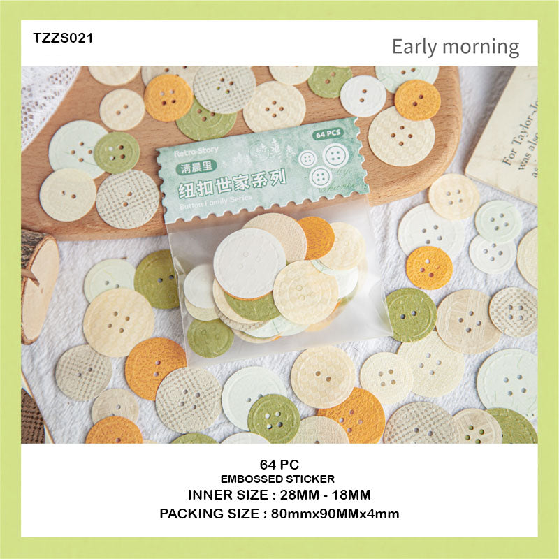 Tzzs021 Button Paper Sticker 64Pc