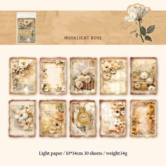 YXSC00297-A-Paper Rose Story Series of Special-shaped Rose Flower Notebook Decoration Materials 30 Sheets 6 Types