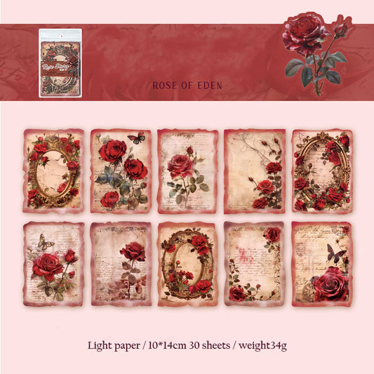 YXSC00297-C-Paper Rose Story Series of Special-shaped Rose Flower Notebook Decoration Materials 30 Sheets 6 Types