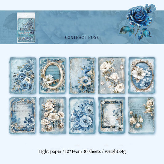 YXSC00297-D-Paper Rose Story Series of Special-shaped Rose Flower Notebook Decoration Materials 30 Sheets 6 Types