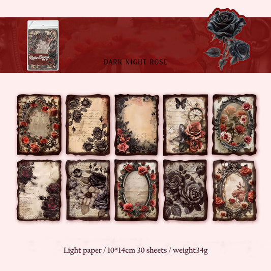 YXSC00297-E-Paper Rose Story Series of Special-shaped Rose Flower Notebook Decoration Materials 30 Sheets 6 Types