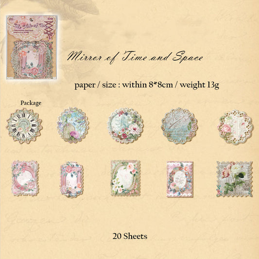 YXSC00301-B-Leisure Paper Lace Story Series Retro Collage Hollow Handbook Notepad 20 Sheets 6 Styles