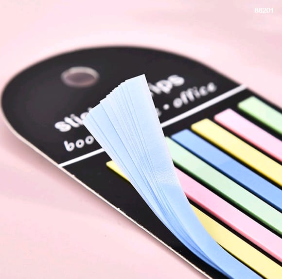 Pastel Rainbow Sticky Notes With Case - Stripes, Page Markers For