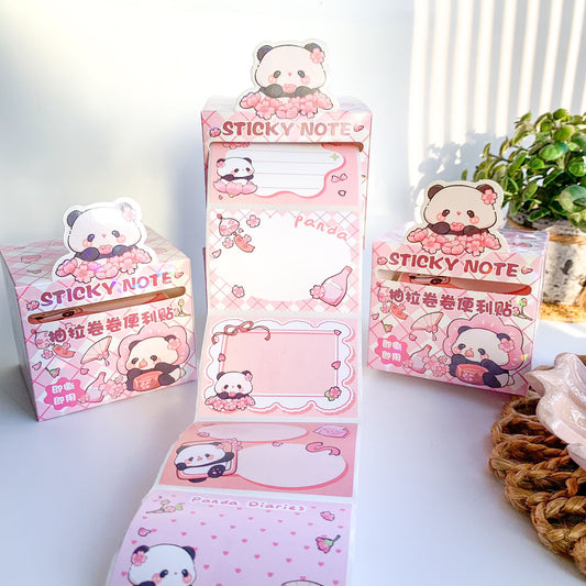 KM2755  - 1 pc Panda Kawaii Sticker Roll Pink | 48 pcs Stickers | Sticky Note | Paper Stickers