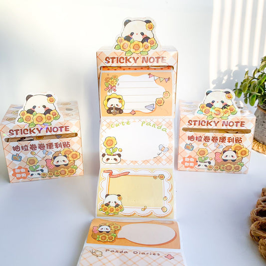 KM2755  - 1 pc Panda Kawaii Sticker Roll Yellow | 48 pcs Stickers | Sticky Note | Paper Stickers