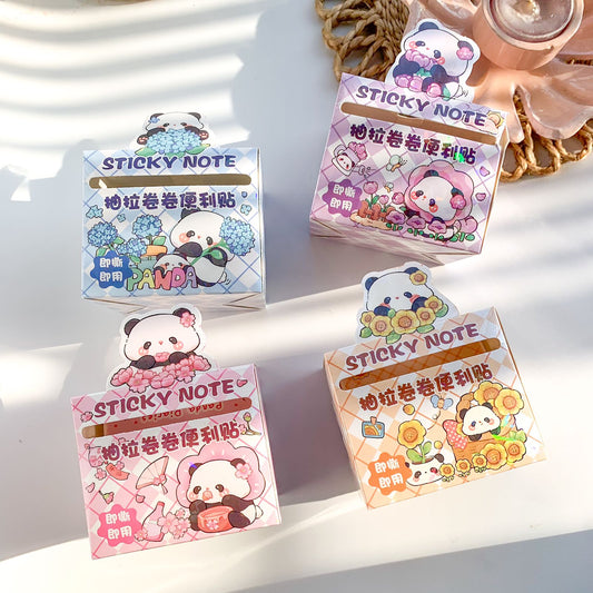 KM2755  - Panda Kawaii Sticker Roll Set of 4 | 48pcs Sticker in Each Roll | Sticky Note | Paper Stickers