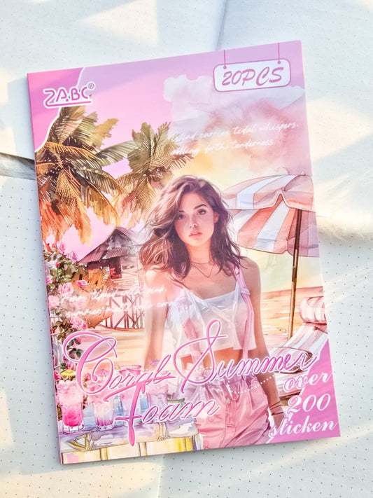 SJXS-4-02 |Coral Summer Foam | PET Precut Big Size Sticker | 20 sheets