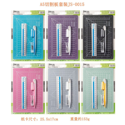 Js0015- Cutting mat With Pen Knife And Metal Scale Purple | Set With Extra Blades | Pen colour may vary