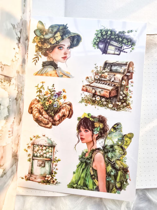 SJXS-4-01 | Verdant Spring Meadow | PET Precut Big Size Sticker | 20 sheets