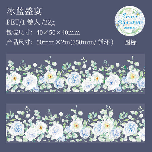 MHD-XYHY001-Floral Theme Transparent PET Sticker Roll | 50 mm | 2mtr