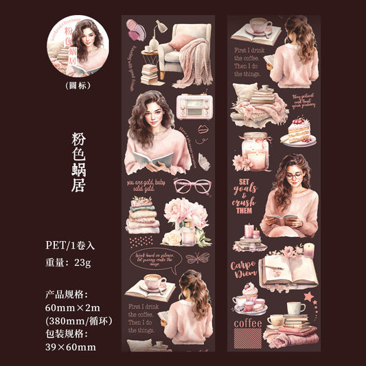 MHD-YDSG002-Coffee Theme Transparent PET Sticker Roll | 60 mm | 2mtr