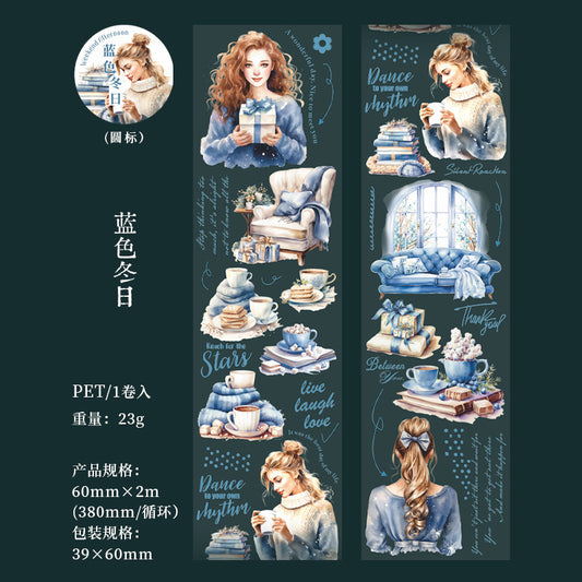 MHD-YDSG003-Coffee Theme Transparent PET Sticker Roll | 60 mm | 2mtr