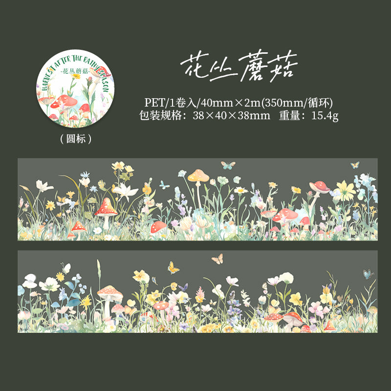MHD-YJHD001-Mushroom Theme Transparent PET Sticker Roll | 40 mm | 2mtr