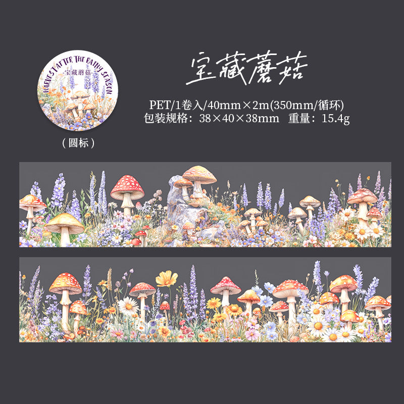 MHD-YJHD006-Mushroom Theme Transparent PET Sticker Roll | 40 mm | 2mtr
