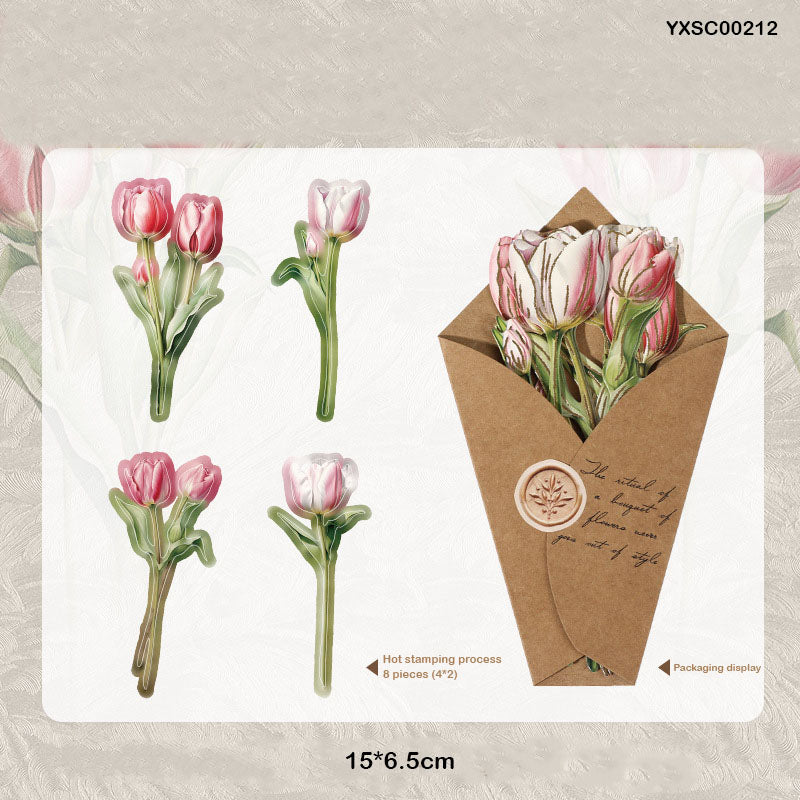 YXSC00212 Retro Bronzing Flower Card Cutouts 8Pc