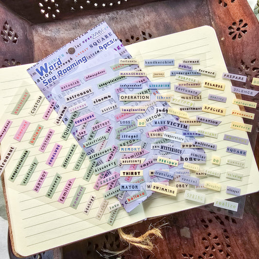 YZDY-604 | English Sticker |Set of 4 Sticker Sheets| Transparent Pet Sticker| Pre Cut Sticker