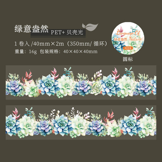 MHD-ZRZY001-Floral Theme Transparent PET Sticker Roll | 40 mm | 2mtr