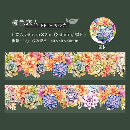 MHD-ZRZY002-Floral Theme Transparent PET Sticker Roll | 40 mm | 2mtr
