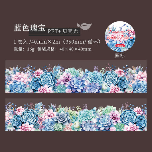 MHD-ZRZY004-Floral Theme Transparent PET Sticker Roll | 40 mm | 2mtr