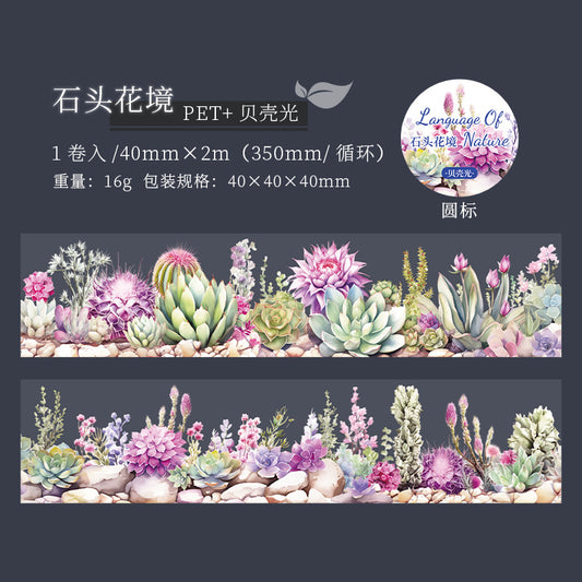 MHD-ZRZY005-Floral Theme Transparent PET Sticker Roll | 40 mm | 2mtr