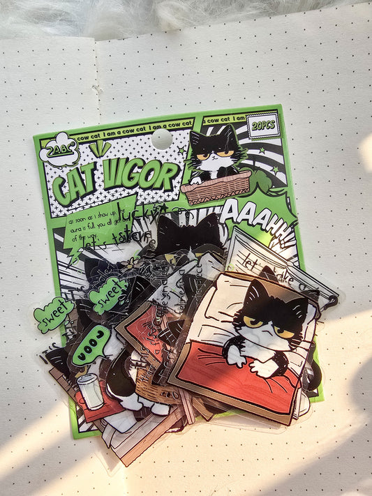 Mbnt 404 Cat Star Transparent Pet Sticker | 10*2 20 pcs