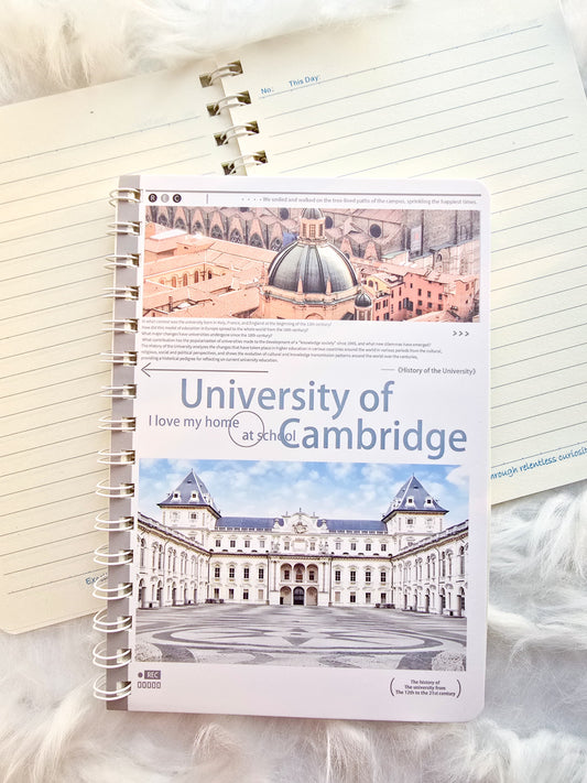 NBA51616us- University Of Cambridge Wiro Binding Notebook Blue Ruled Lines| 58 Sheets 145*206mm