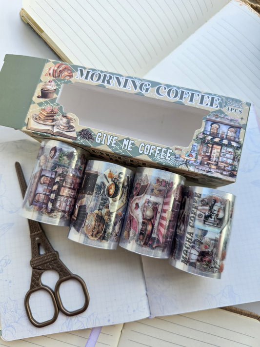 Jmsg202 Coffee Aroma PET Sticker Roll Box | 4 Sticker Rolls 60mm*2m