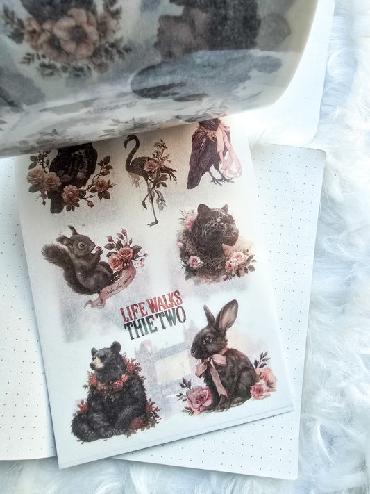 Myxf808|G-7| Sanctus Nocte Morus Vintage Transparent Sticker Book | 20 sheets 145*210 mm