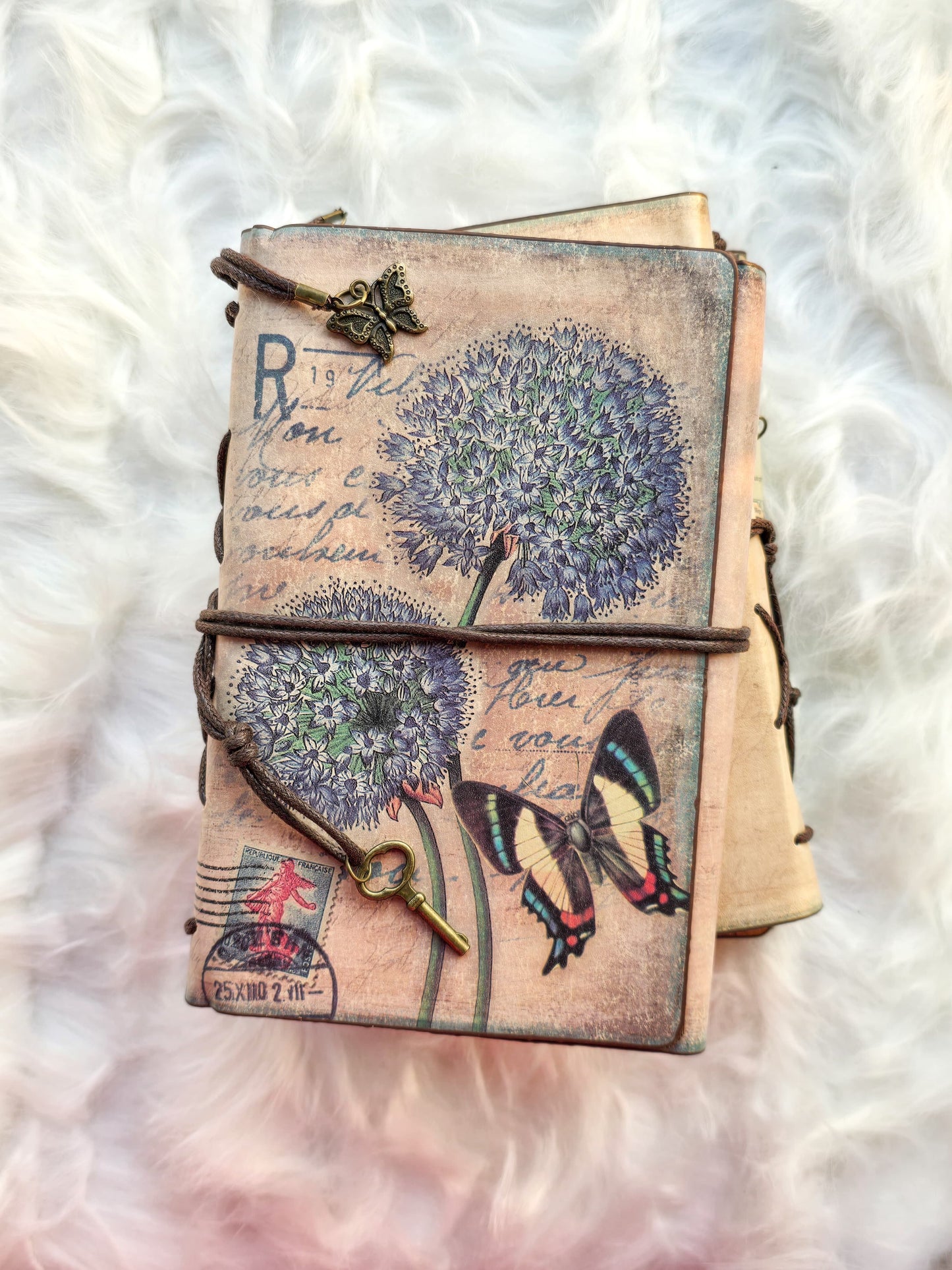 Vintage Leather Diary Notebook Detachable A5 Sheets Hydrangeas |90 Sheets/180 Pages