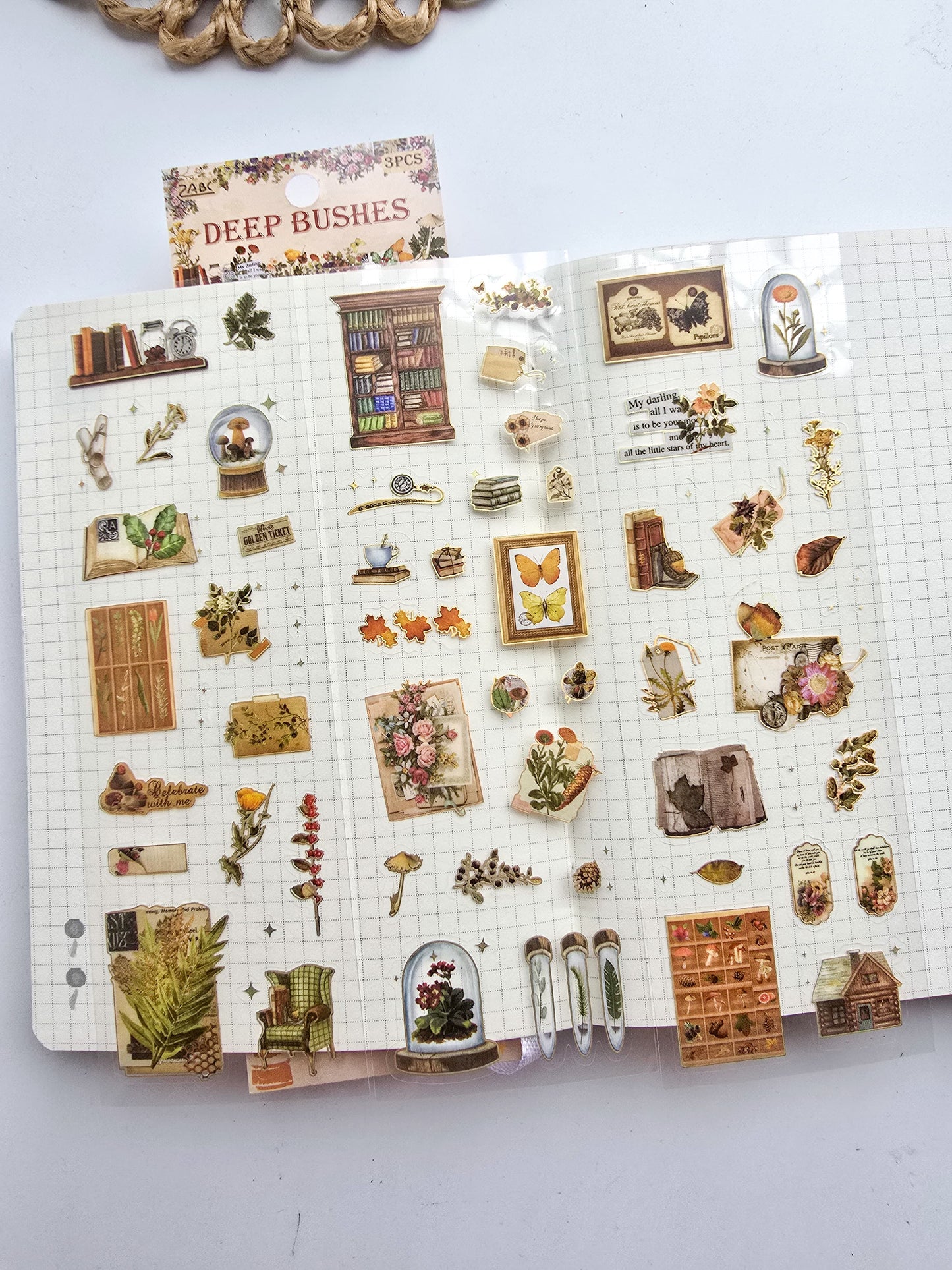 ZGWY-401| DEEP BUSHES| Transparent Pet Sticker 3 Sheets| Vintage Sticker