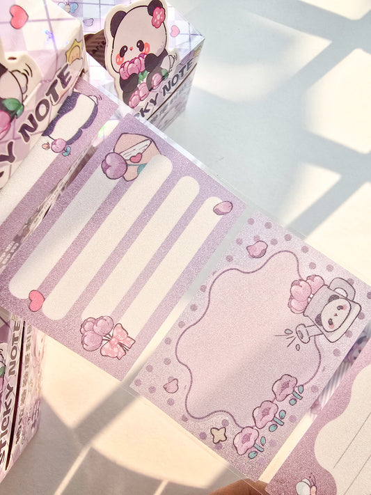 Km2758#2 - 1 pc Kawaii Sticker Roll Purple | 48 pcs Stickers | Pet Transparent Stickers | Panda