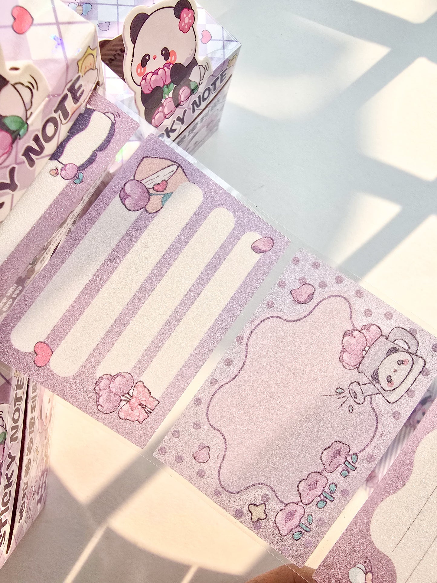 Km2758#2 - 1 pc Kawaii Sticker Roll Purple | 48 pcs Stickers | Pet Transparent Stickers | Panda