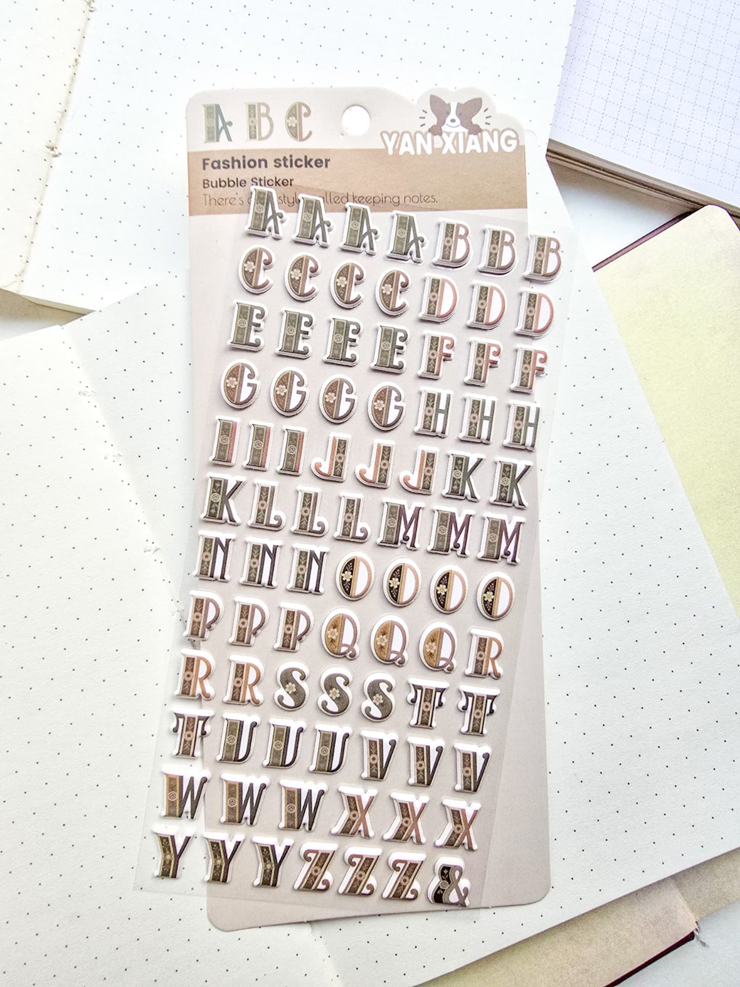 Xy155f Alphabet 3d Sticker Kawaii