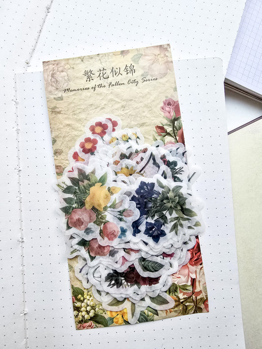 Xxtz08a007 Translucent Deco Sticker Flower Series | 20*3 60pcs