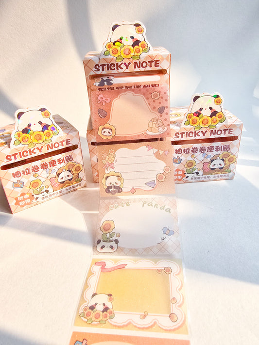 Km2758#1 - 1 pc Kawaii Sticker Roll   Yellow | 48 pcs Stickers | Pet Transparent Stickers | Panda